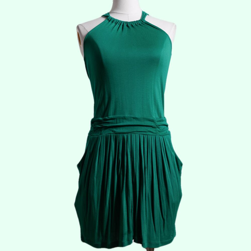 BCBGMAXAZRIA Turquoise Halter Sleeveless Mini Dress